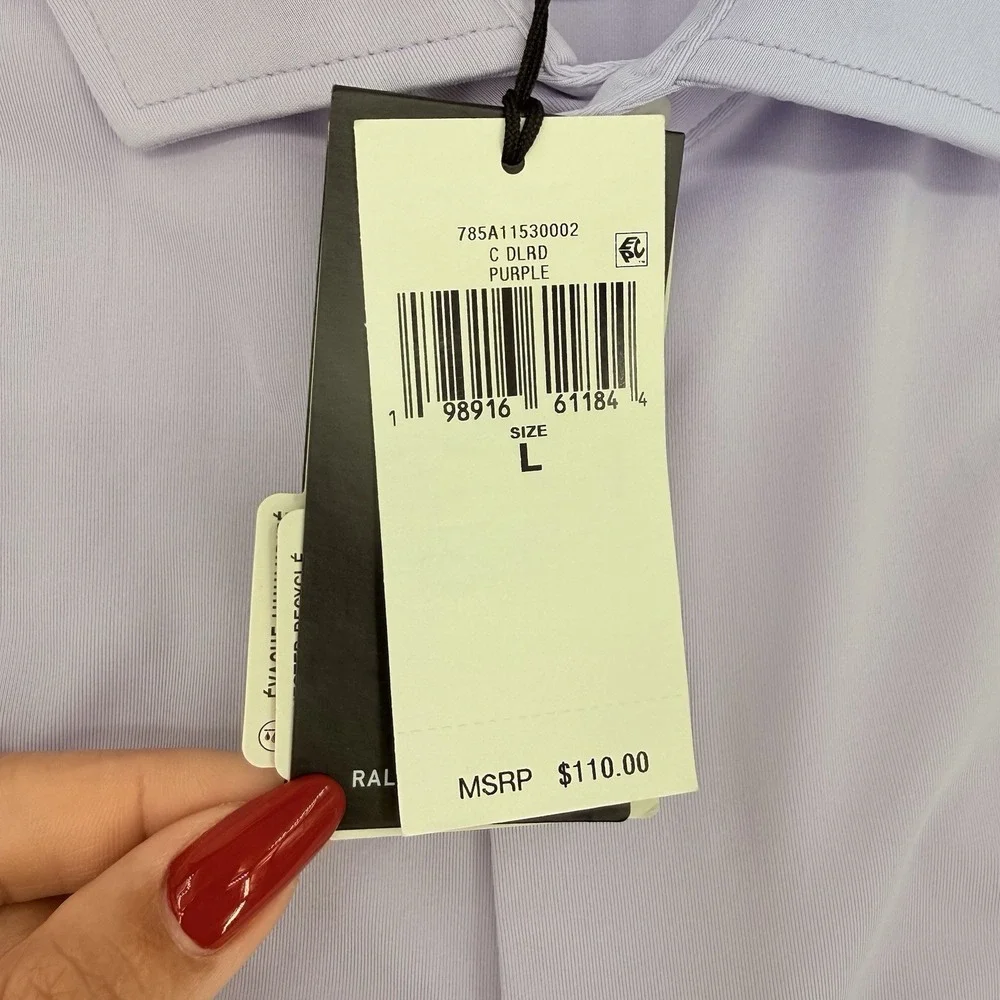 RLX Polo Ralph Lauren Polo Shirt  Men's Size L Golf Performance Lilac Strech NWT